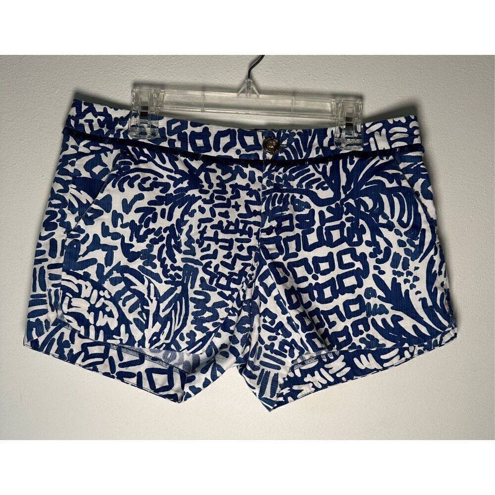 Lilly Pulitzer women’s blue white flat front zip up pockets size 0. #30-1542